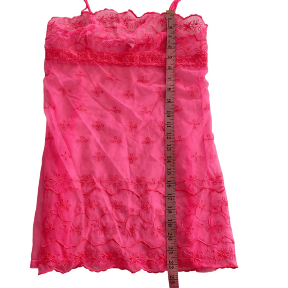 Victoria's Secret Pink Sheer Lace Empire Camisole Lingerie Nightgown Tank Medium - Picture 6 of 6